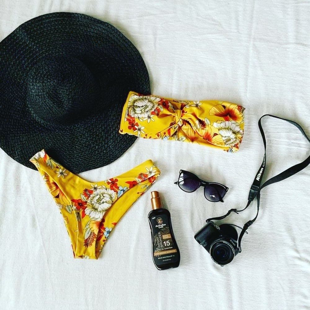 Yellow floral bikini set